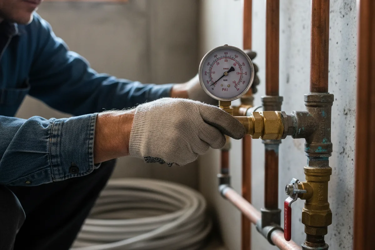 Pressure testing a repaired line during Water Line Repair in Novato